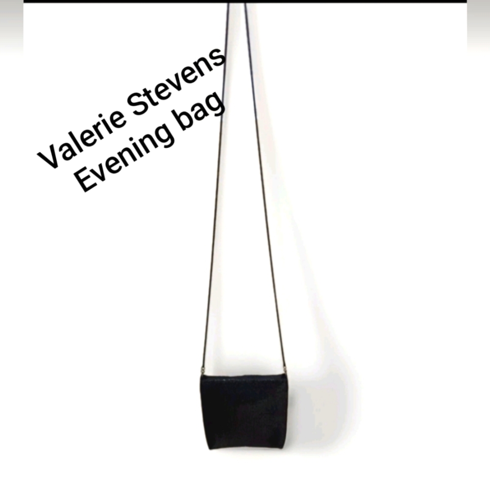 Black Metallic Mesh Evening Shoulder Bag By Valerie Stevens EUC